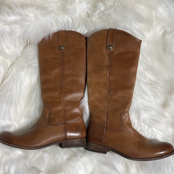 FRYE Melissa Inside Zip Tall Riding Boots Leather Cognac - Picture 2 of 6